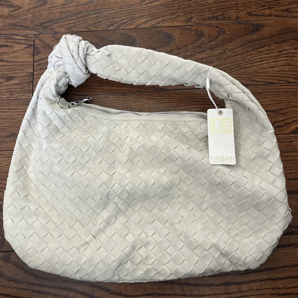Urban Expressions Vanessa Large Woven Hobo Bag Bone Ivory Anthropologie NWT